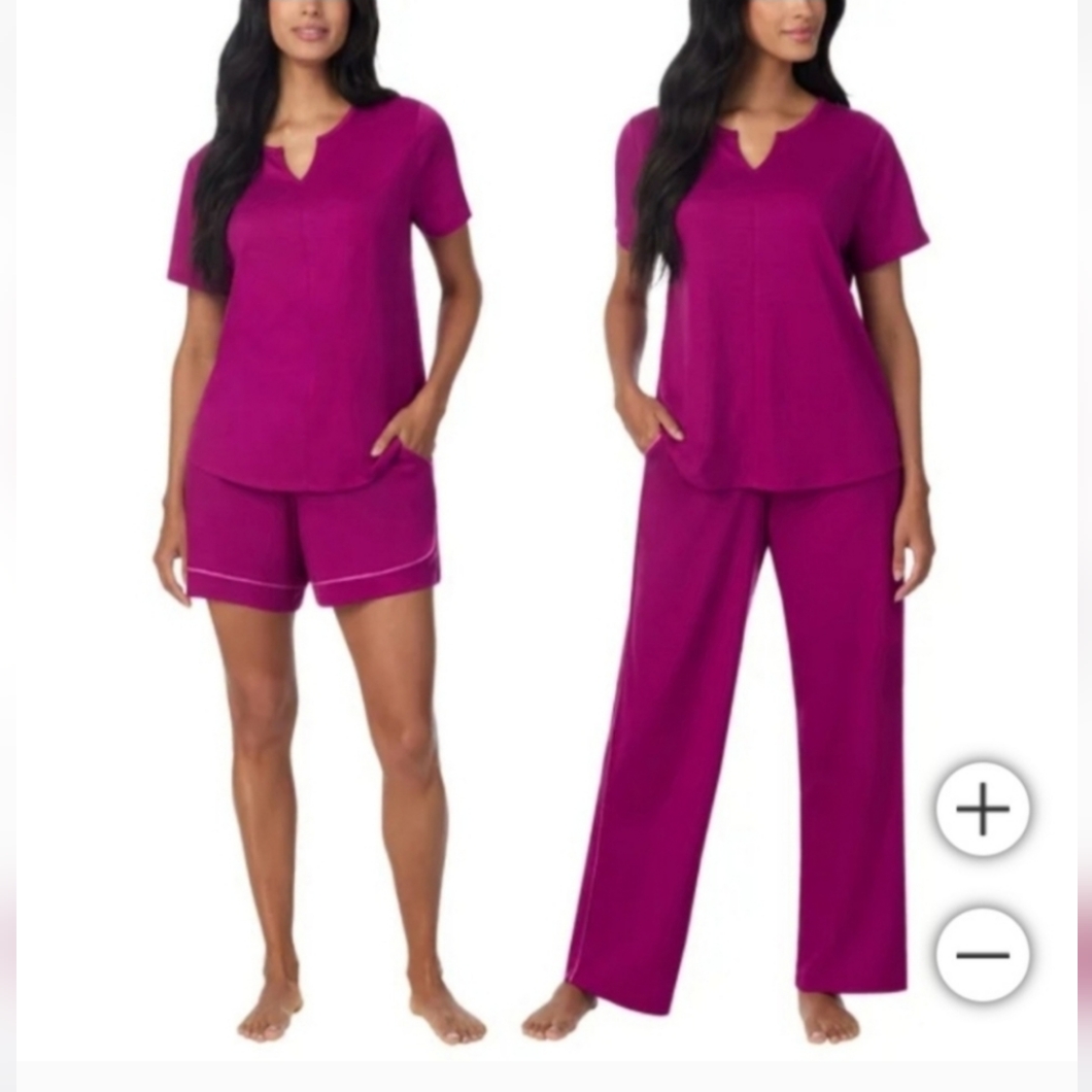 3pc Carol Hochman Magenta Pajama Set Sleepwear Brand New Size Small Soft  Comfy